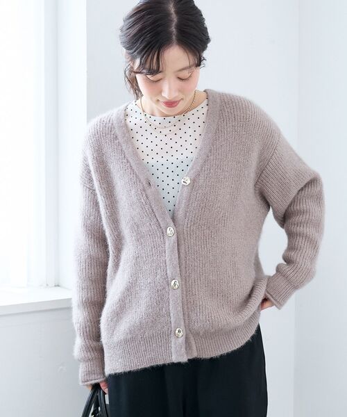 le.coeur blanc（ルクールブラン）の「《手洗い可能》ラメシャギーニットカーデ（カーディガン/ボレロ・レディース・ピンク/ベージュ/グレー/ライトブルー・38）」の9枚目の写真