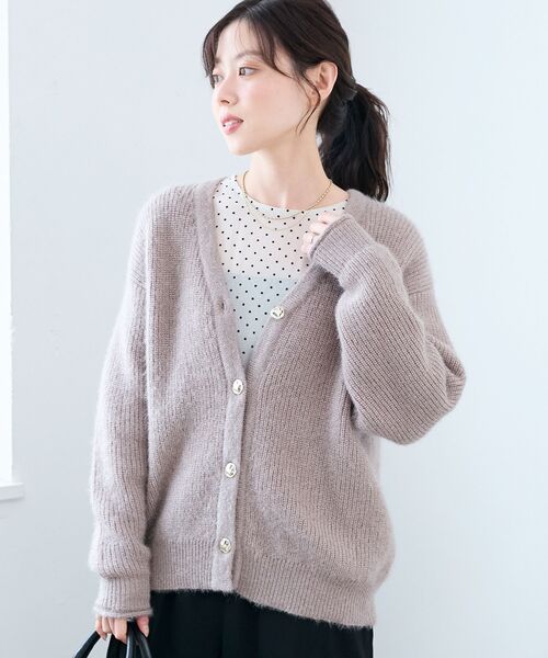le.coeur blanc（ルクールブラン）の「《手洗い可能》ラメシャギーニットカーデ（カーディガン/ボレロ・レディース・ピンク/ベージュ/グレー/ライトブルー・38）」の10枚目の写真