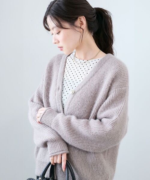 le.coeur blanc（ルクールブラン）の「《手洗い可能》ラメシャギーニットカーデ（カーディガン/ボレロ・レディース・ピンク/ベージュ/グレー/ライトブルー・38）」の11枚目の写真