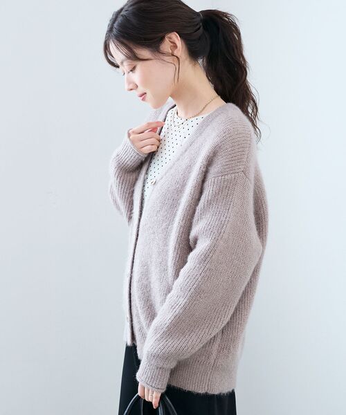 le.coeur blanc（ルクールブラン）の「《手洗い可能》ラメシャギーニットカーデ（カーディガン/ボレロ・レディース・ピンク/ベージュ/グレー/ライトブルー・38）」の12枚目の写真