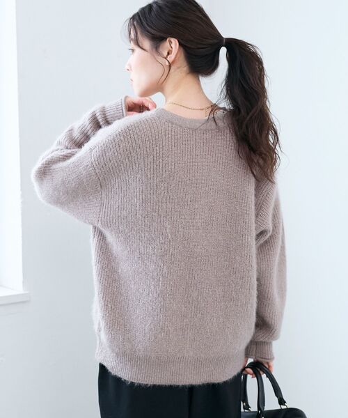 le.coeur blanc（ルクールブラン）の「《手洗い可能》ラメシャギーニットカーデ（カーディガン/ボレロ・レディース・ピンク/ベージュ/グレー/ライトブルー・38）」の14枚目の写真