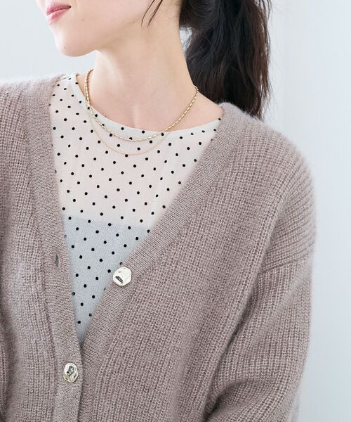 le.coeur blanc（ルクールブラン）の「《手洗い可能》ラメシャギーニットカーデ（カーディガン/ボレロ・レディース・ピンク/ベージュ/グレー/ライトブルー・38）」の16枚目の写真