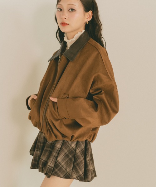 レザーカラースウェードジップブルゾン（ブルゾン）｜VANNIE U