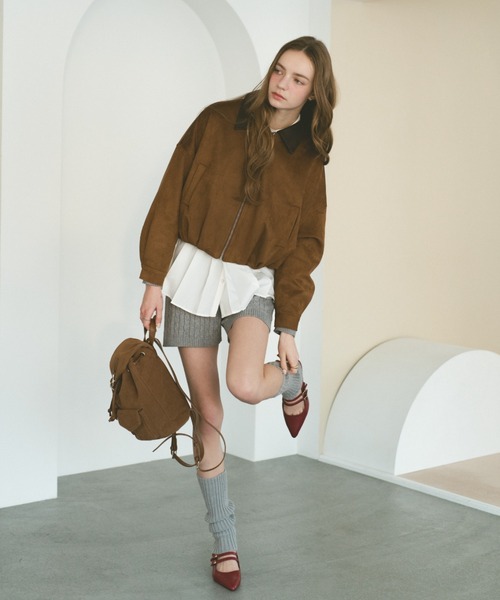 VANNIE U（ヴァニーユー）の「レザーカラースウェードジップブルゾン（ブルゾン・レディース・ブラウン/ダークブラウン・FREE）」の22枚目の写真