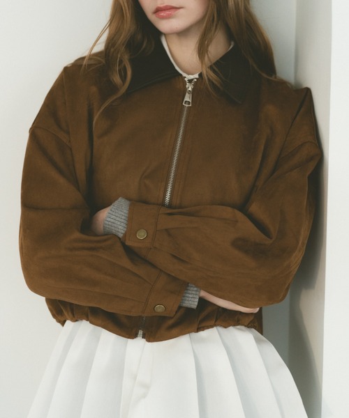 VANNIE U（ヴァニーユー）の「レザーカラースウェードジップブルゾン（ブルゾン・レディース・ブラウン/ダークブラウン・FREE）」の18枚目の写真