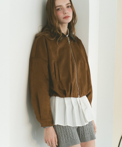 VANNIE U（ヴァニーユー）の「レザーカラースウェードジップブルゾン（ブルゾン・レディース・ブラウン/ダークブラウン・FREE）」の19枚目の写真