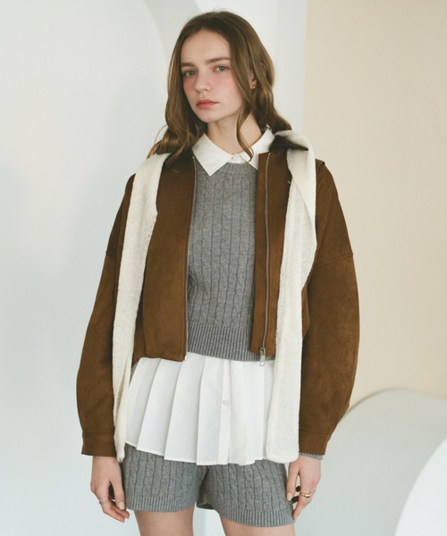 VANNIE U（ヴァニーユー）の「レザーカラースウェードジップブルゾン（ブルゾン・レディース・ブラウン/ダークブラウン・FREE）」の20枚目の写真