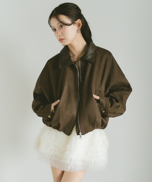VANNIE U（ヴァニーユー）の「レザーカラースウェードジップブルゾン（ブルゾン・レディース・ブラウン/ダークブラウン・FREE）」の12枚目の写真