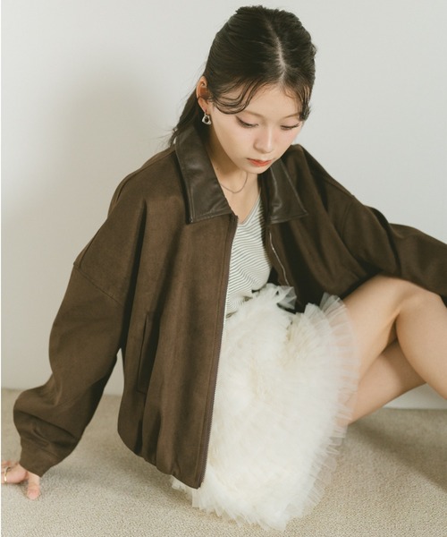 VANNIE U（ヴァニーユー）の「レザーカラースウェードジップブルゾン（ブルゾン・レディース・ブラウン/ダークブラウン・FREE）」の13枚目の写真