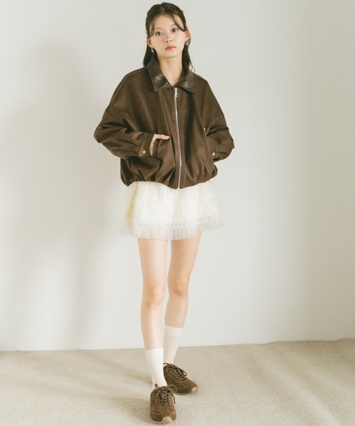 VANNIE U（ヴァニーユー）の「レザーカラースウェードジップブルゾン（ブルゾン・レディース・ブラウン/ダークブラウン・FREE）」の14枚目の写真