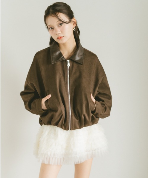 VANNIE U（ヴァニーユー）の「レザーカラースウェードジップブルゾン（ブルゾン・レディース・ブラウン/ダークブラウン・FREE）」の15枚目の写真