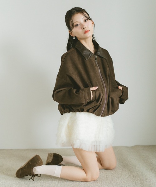 VANNIE U（ヴァニーユー）の「レザーカラースウェードジップブルゾン（ブルゾン・レディース・ブラウン/ダークブラウン・FREE）」の16枚目の写真