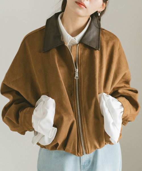 VANNIE U（ヴァニーユー）の「レザーカラースウェードジップブルゾン（ブルゾン・レディース・ブラウン/ダークブラウン・FREE）」の10枚目の写真