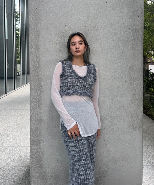 TWEED FRINGE KNIT TOPS（ニット/セーター）｜Ameri（アメリ）の
