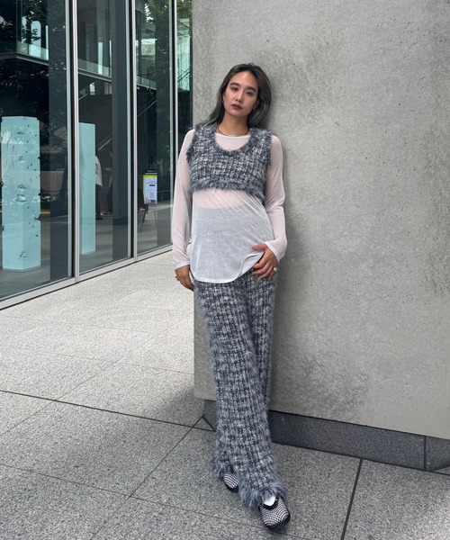 TWEED FRINGE KNIT TOPS（ニット/セーター）｜Ameri（アメリ）の