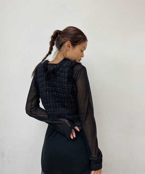 TWEED FRINGE KNIT TOPS（ニット/セーター）｜Ameri（アメリ）の