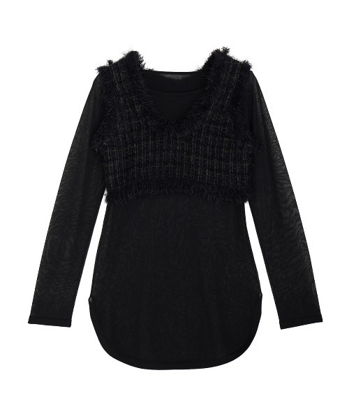 セール】TWEED FRINGE KNIT TOPS（ニット/セーター）｜Ameri（アメリ