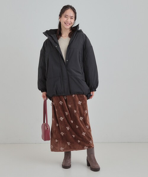 Cutie Blonde（キューティーブロンド）の「【あったか/撥水/フード取り外し可能】中綿モンスターコート（その他アウター・レディース・ダークブラウン/アイボリー/ブラック・00）」の4枚目の写真