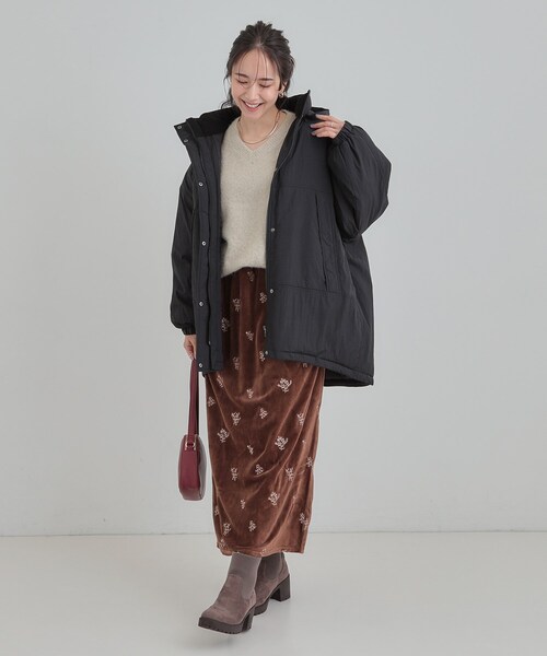 Cutie Blonde（キューティーブロンド）の「【あったか/撥水/フード取り外し可能】中綿モンスターコート（その他アウター・レディース・ダークブラウン/アイボリー/ブラック・00）」の7枚目の写真