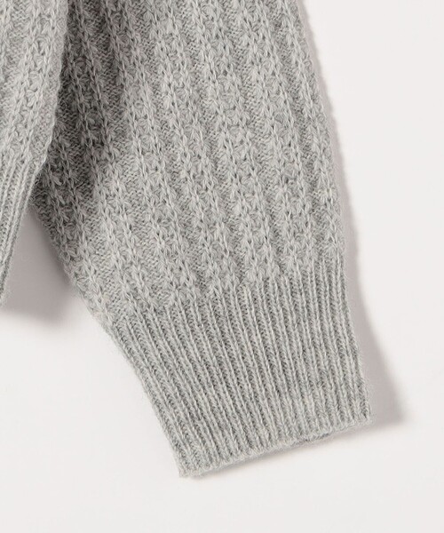 SHIPS any: リブ タック編み クルーネック ボタン ニット プルオーバー