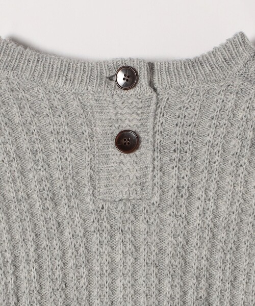 SHIPS any: リブ タック編み クルーネック ボタン ニット プルオーバー