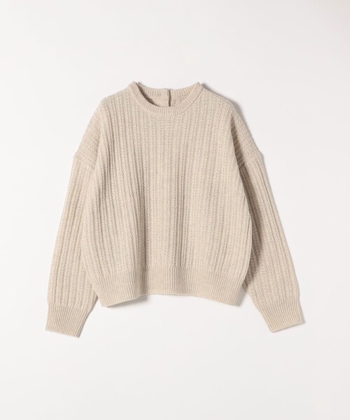 SHIPS any: リブ タック編み クルーネック ボタン ニット プルオーバー