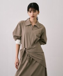 Scarf Wrapped Shirt Dress|ウォッシャブル/オフィスカジュアル/オケージョン系/防シワ/抗ピリング/細見え/春服
