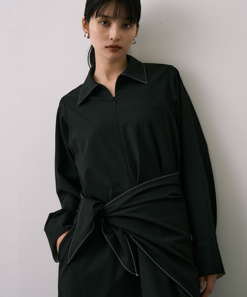 Scarf Wrapped Shirt Dress｜ウォッシャブル/オフィスカジュアル