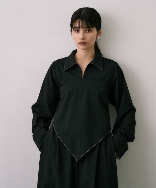 セール】Scarf Wrapped Shirt Dress｜ウォッシャブル/オフィス