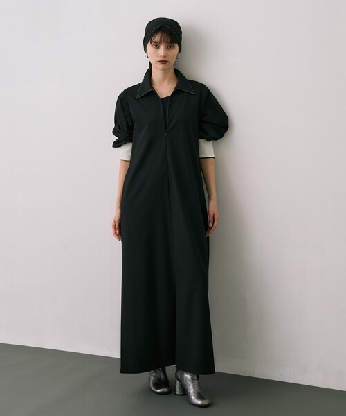 UNITED TOKYO(ユナイテッドトウキョウ)の「Scarf Wrapped Shirt Dress|ウォッシャブル/オフィスカジュアル/オケージョン系/防シワ/抗ピリング/細見え/春服(ワンピース・レディース・グレー系その他/ブラック/マルチ・1/2)」の17枚目の写真