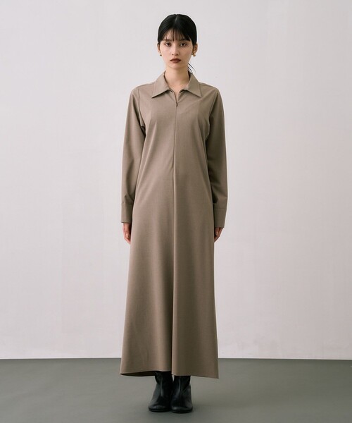 UNITED TOKYO(ユナイテッドトウキョウ)の「Scarf Wrapped Shirt Dress|ウォッシャブル/オフィスカジュアル/オケージョン系/防シワ/抗ピリング/細見え/春服(ワンピース・レディース・グレー系その他/ブラック/マルチ・1/2)」の7枚目の写真