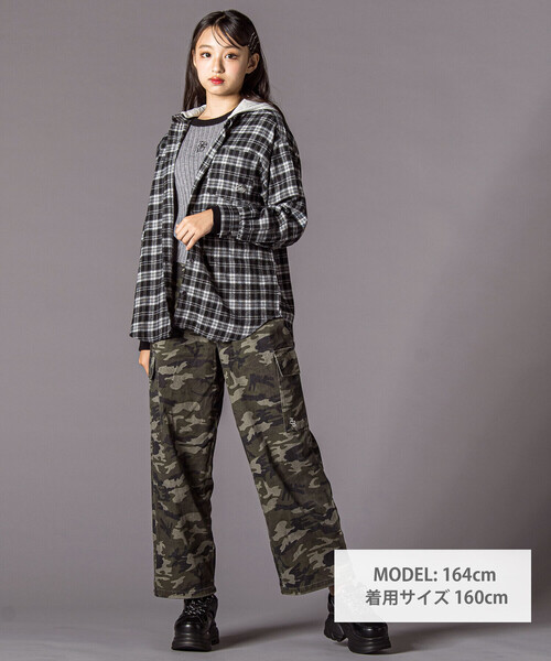 ZIDDY（ジディ）の「フード取り外しチェックシャツ(130~160cm)（シャツ/ブラウス・キッズ・ブラウン系その他/ブラック系その他・140cm/150cm/130cm/FREE）」の14枚目の写真