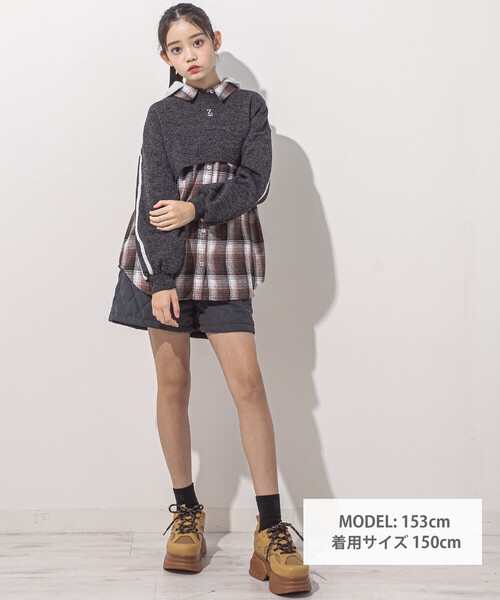 ZIDDY（ジディ）の「フード取り外しチェックシャツ(130~160cm)（シャツ/ブラウス・キッズ・ブラウン系その他/ブラック系その他・140cm/150cm/130cm/FREE）」の15枚目の写真