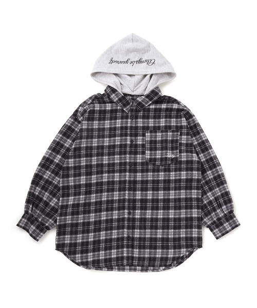ZIDDY（ジディ）の「フード取り外しチェックシャツ(130~160cm)（シャツ/ブラウス・キッズ・ブラウン系その他/ブラック系その他・140cm/150cm/130cm/FREE）」の9枚目の写真
