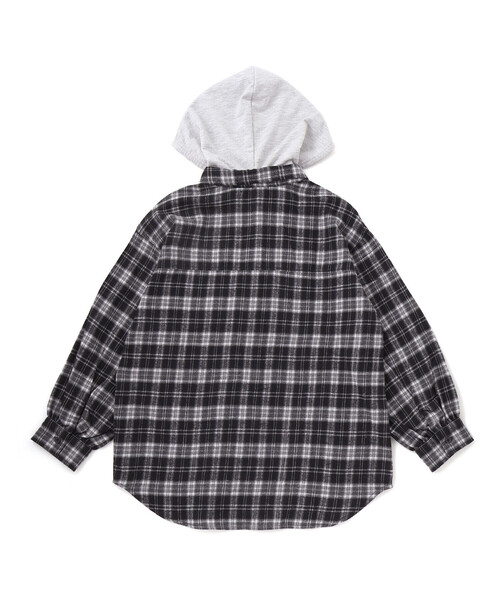 ZIDDY（ジディ）の「フード取り外しチェックシャツ(130~160cm)（シャツ/ブラウス・キッズ・ブラウン系その他/ブラック系その他・140cm/150cm/130cm/FREE）」の10枚目の写真