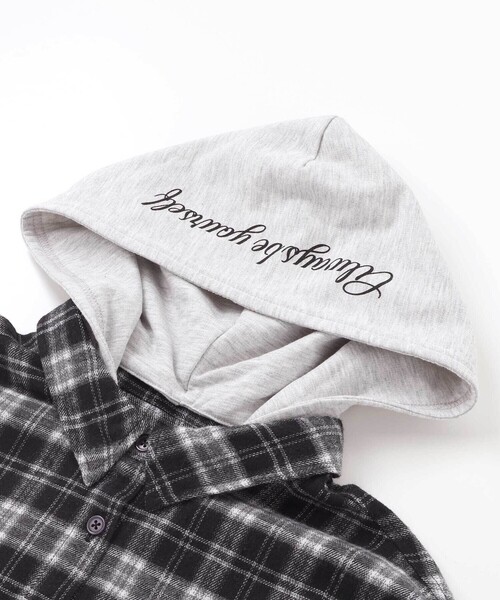 ZIDDY（ジディ）の「フード取り外しチェックシャツ(130~160cm)（シャツ/ブラウス・キッズ・ブラウン系その他/ブラック系その他・140cm/150cm/130cm/FREE）」の11枚目の写真