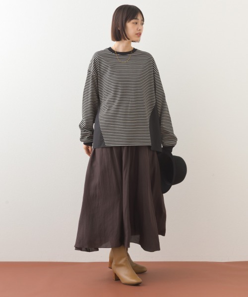 OMNES(オムネス)の「異素材切り替えボーダー長袖トップス(Tシャツ/カットソー・レディース・ブラック系その他/ホワイト系その他/レッド系その他/ブルー系その他・FREE)」の12枚目の写真