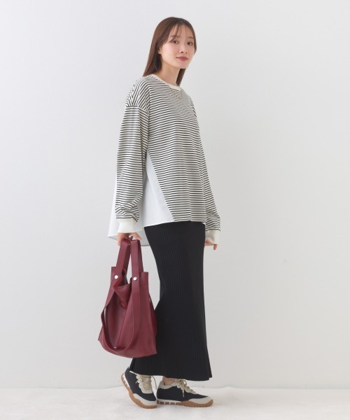 OMNES(オムネス)の「異素材切り替えボーダー長袖トップス(Tシャツ/カットソー・レディース・ブラック系その他/ホワイト系その他/レッド系その他/ブルー系その他・FREE)」の15枚目の写真