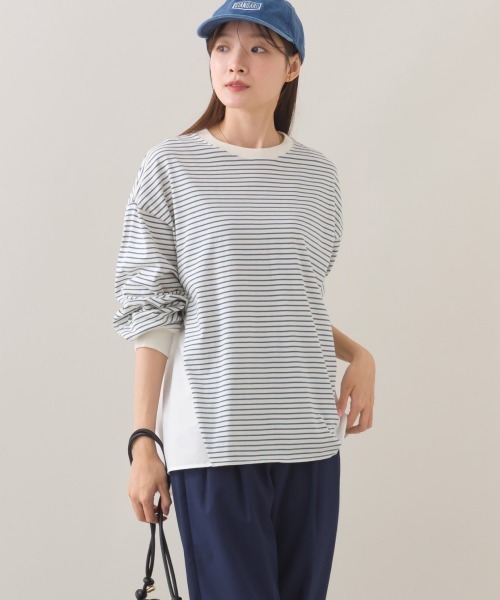 OMNES(オムネス)の「異素材切り替えボーダー長袖トップス(Tシャツ/カットソー・レディース・ブラック系その他/ホワイト系その他/レッド系その他/ブルー系その他・FREE)」の17枚目の写真