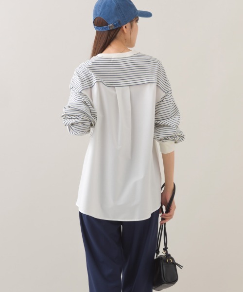 OMNES(オムネス)の「異素材切り替えボーダー長袖トップス(Tシャツ/カットソー・レディース・ブラック系その他/ホワイト系その他/レッド系その他/ブルー系その他・FREE)」の19枚目の写真