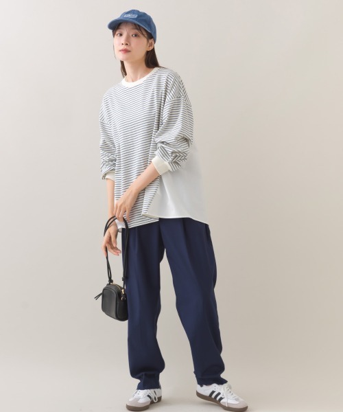 OMNES(オムネス)の「異素材切り替えボーダー長袖トップス(Tシャツ/カットソー・レディース・ブラック系その他/ホワイト系その他/レッド系その他/ブルー系その他・FREE)」の20枚目の写真