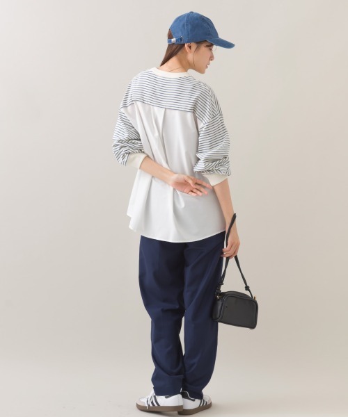 OMNES(オムネス)の「異素材切り替えボーダー長袖トップス(Tシャツ/カットソー・レディース・ブラック系その他/ホワイト系その他/レッド系その他/ブルー系その他・FREE)」の21枚目の写真