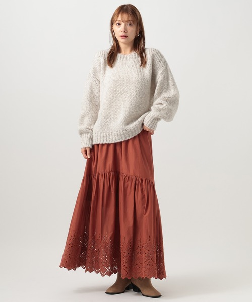 BAYFLOW（ベイフロー）の「[秋冬コーデに抜け感をプラス]コットンレースボリュームスカート（スカート・レディース・ブラック/ホワイト/テラコッタ・FREE）」の3枚目の写真