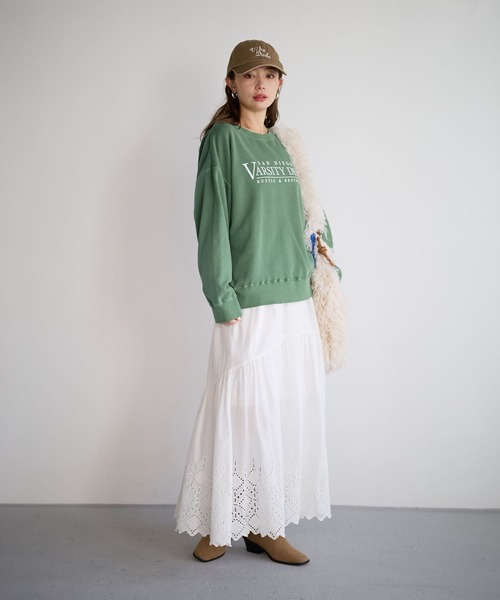 BAYFLOW（ベイフロー）の「[秋冬コーデに抜け感をプラス]コットンレースボリュームスカート（スカート・レディース・ブラック/ホワイト/テラコッタ・FREE）」の18枚目の写真