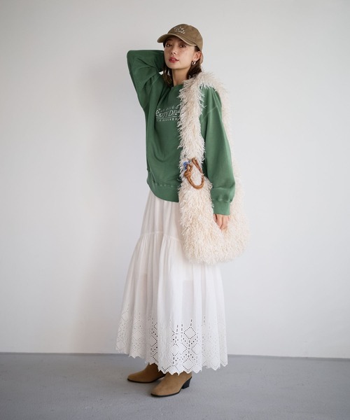 BAYFLOW（ベイフロー）の「[秋冬コーデに抜け感をプラス]コットンレースボリュームスカート（スカート・レディース・ブラック/ホワイト/テラコッタ・FREE）」の19枚目の写真