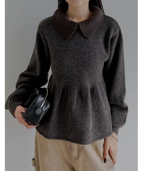 2025AW COLLECTION]襟付きペプラムニットトップス（ニット/セーター