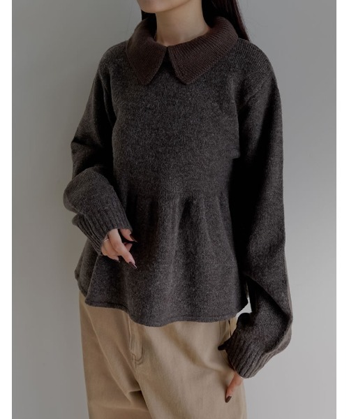 新品タグ付き。シェリエペプラムニット sheller ハーフスリーブペプラムニット