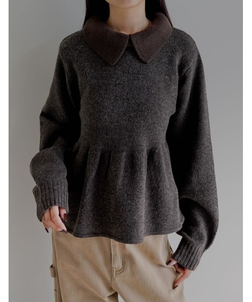 2025AW COLLECTION]襟付きペプラムニットトップス（ニット/セーター