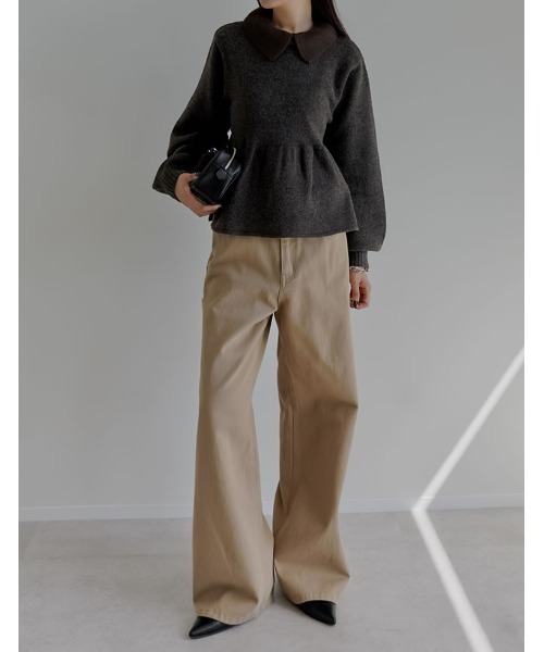 2025AW COLLECTION]襟付きペプラムニットトップス（ニット/セーター