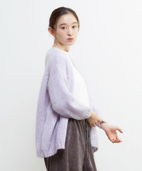 Lourmarin（ルールマラン）の「《別注》【TRICOTS JEAN MARC/トリコット・ジーン・ マルク】モヘアニットカーディガン（カーディガン/ボレロ・レディース・グレイッシュベージュ/ライトグレー/ラベンダー・FREE）」の3枚目の写真